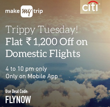 India Desire : MakeMyTrip #TrippyTuesday offer : Flat 1200 Cashback On Domestic Flight Booking Between 4 Pm To 10 Pm